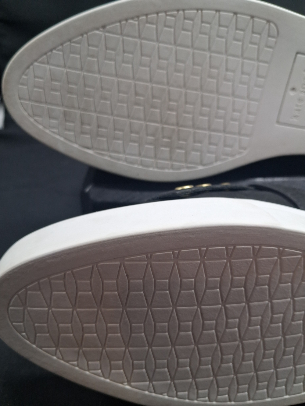 kate spade Black Suede Loafers with Gold Eyelet Detail - Picture 10 of 12